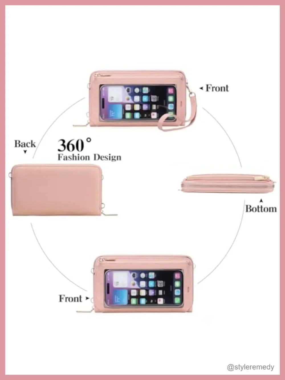 Faux Leather RFID Blocking Crossbody Phone Purse with Touch Screen Window